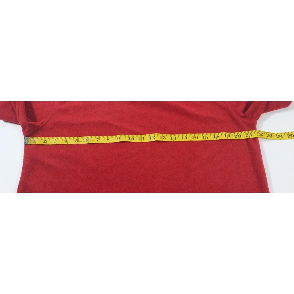 Chaps Sleepwear Top Mens L Red Fleece Long Sleeve Crew Neck Solid Pajama Shirt